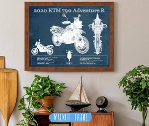 20" x 16" / Walnut Frame Cutler West 2020 Ktm 790 Adventure R Vintage Blueprint Auto Print