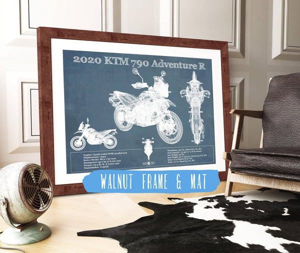 20" x 16" / Walnut Frame & Mat Cutler West 2020 Ktm 790 Adventure R Vintage Blueprint Auto Print