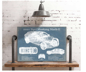 Cutler West 2021 Ford Mustang Mach-E SUV Blueprint Vintage Auto Print