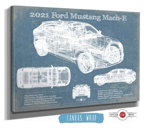 Cutler West 2021 Ford Mustang Mach-E SUV Blueprint Vintage Auto Print