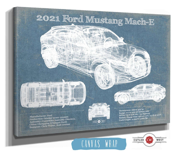 Cutler West 2021 Ford Mustang Mach-E SUV Blueprint Vintage Auto Print