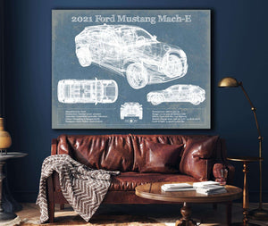 Cutler West 2021 Ford Mustang Mach-E SUV Blueprint Vintage Auto Print