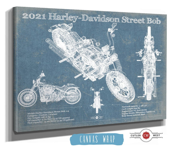 Cutler West 2021 Harley-Davidson Street Bob 114 Blueprint Motorcycle Patent Print