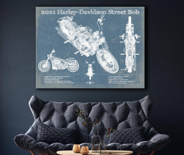 Cutler West 2021 Harley-Davidson Street Bob 114 Blueprint Motorcycle Patent Print