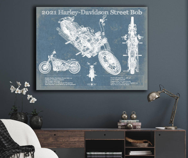 Cutler West 2021 Harley-Davidson Street Bob 114 Blueprint Motorcycle Patent Print