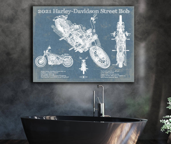 Cutler West 2021 Harley-Davidson Street Bob 114 Blueprint Motorcycle Patent Print
