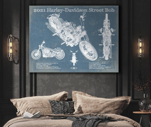 Cutler West 2021 Harley-Davidson Street Bob 114 Blueprint Motorcycle Patent Print