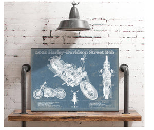Cutler West 2021 Harley-Davidson Street Bob 114 Blueprint Motorcycle Patent Print