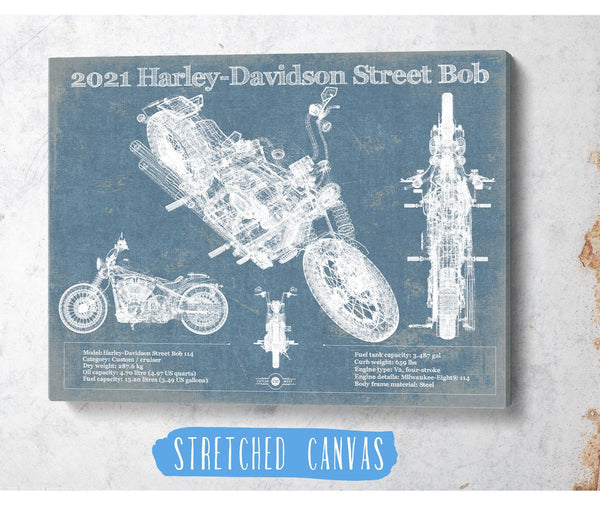 Cutler West 2021 Harley-Davidson Street Bob 114 Blueprint Motorcycle Patent Print