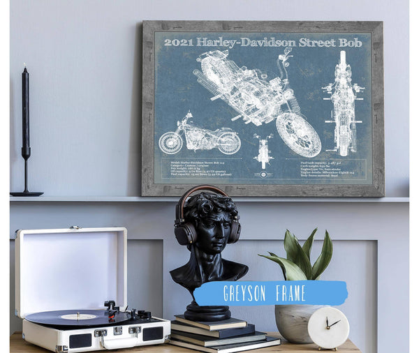 Cutler West 2021 Harley-Davidson Street Bob 114 Blueprint Motorcycle Patent Print
