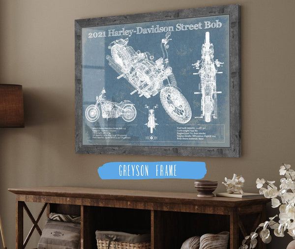 Cutler West 2021 Harley-Davidson Street Bob 114 Blueprint Motorcycle Patent Print