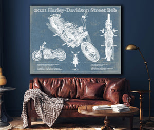 Cutler West 2021 Harley-Davidson Street Bob 114 Blueprint Motorcycle Patent Print