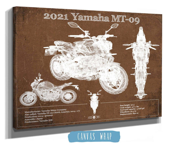 Cutler West 2021 Yamaha Mt 09 Vintage Blueprint Auto Print