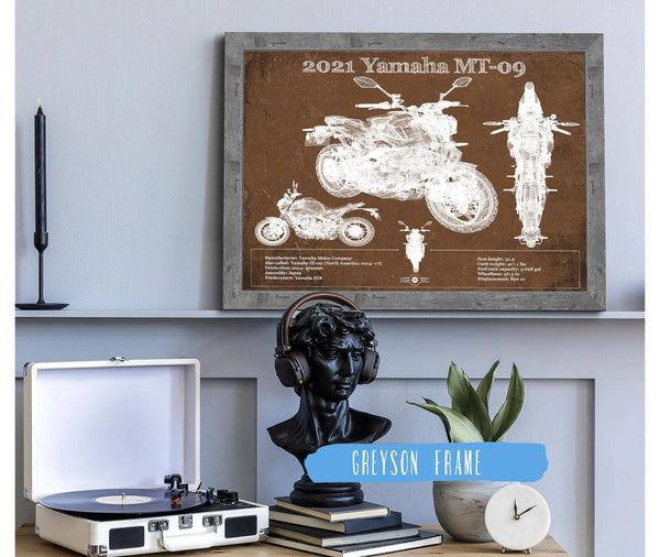 Cutler West 2021 Yamaha Mt 09 Vintage Blueprint Auto Print
