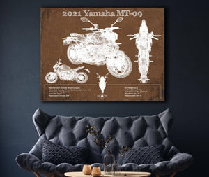 Cutler West 2021 Yamaha Mt 09 Vintage Blueprint Auto Print