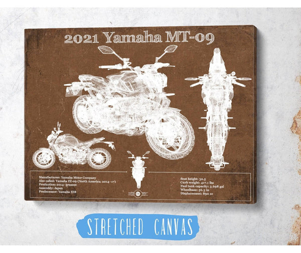 Cutler West 2021 Yamaha Mt 09 Vintage Blueprint Auto Print