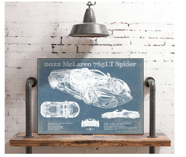 Cutler West 2022 McLaren 765LT Spider Blueprint Vintage Auto Print