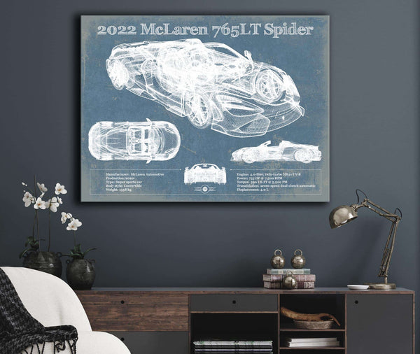 Cutler West 2022 McLaren 765LT Spider Blueprint Vintage Auto Print