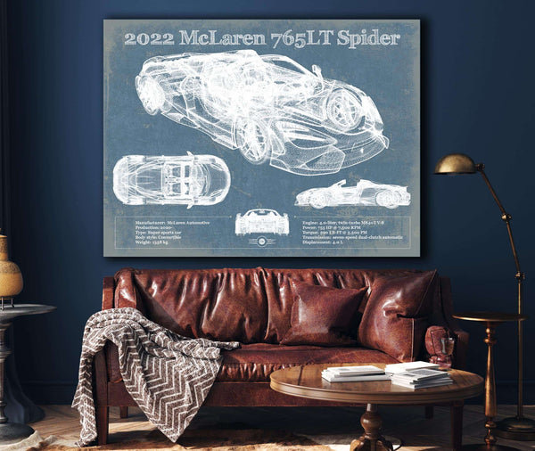 Cutler West 2022 McLaren 765LT Spider Blueprint Vintage Auto Print
