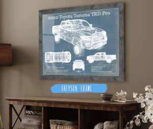 14" x 11" / Greyson Frame Cutler West 2022 Toyota Tacoma TRD Pro Blueprint Vintage Auto Print