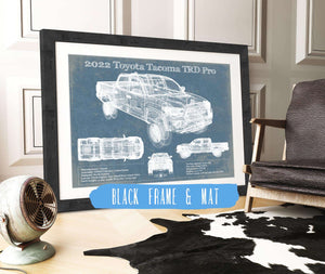 20" x 16" / Black Frame & Mat Cutler West 2022 Toyota Tacoma TRD Pro Blueprint Vintage Auto Print