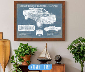 20" x 16" / Walnut Frame Cutler West 2022 Toyota Tacoma TRD Pro Blueprint Vintage Auto Print