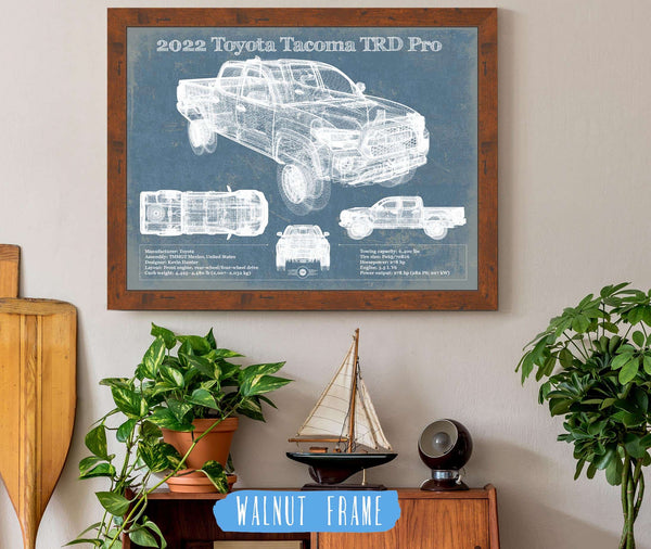 20" x 16" / Walnut Frame Cutler West 2022 Toyota Tacoma TRD Pro Blueprint Vintage Auto Print