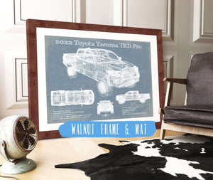 20" x 16" / Walnut Frame & Mat Cutler West 2022 Toyota Tacoma TRD Pro Blueprint Vintage Auto Print