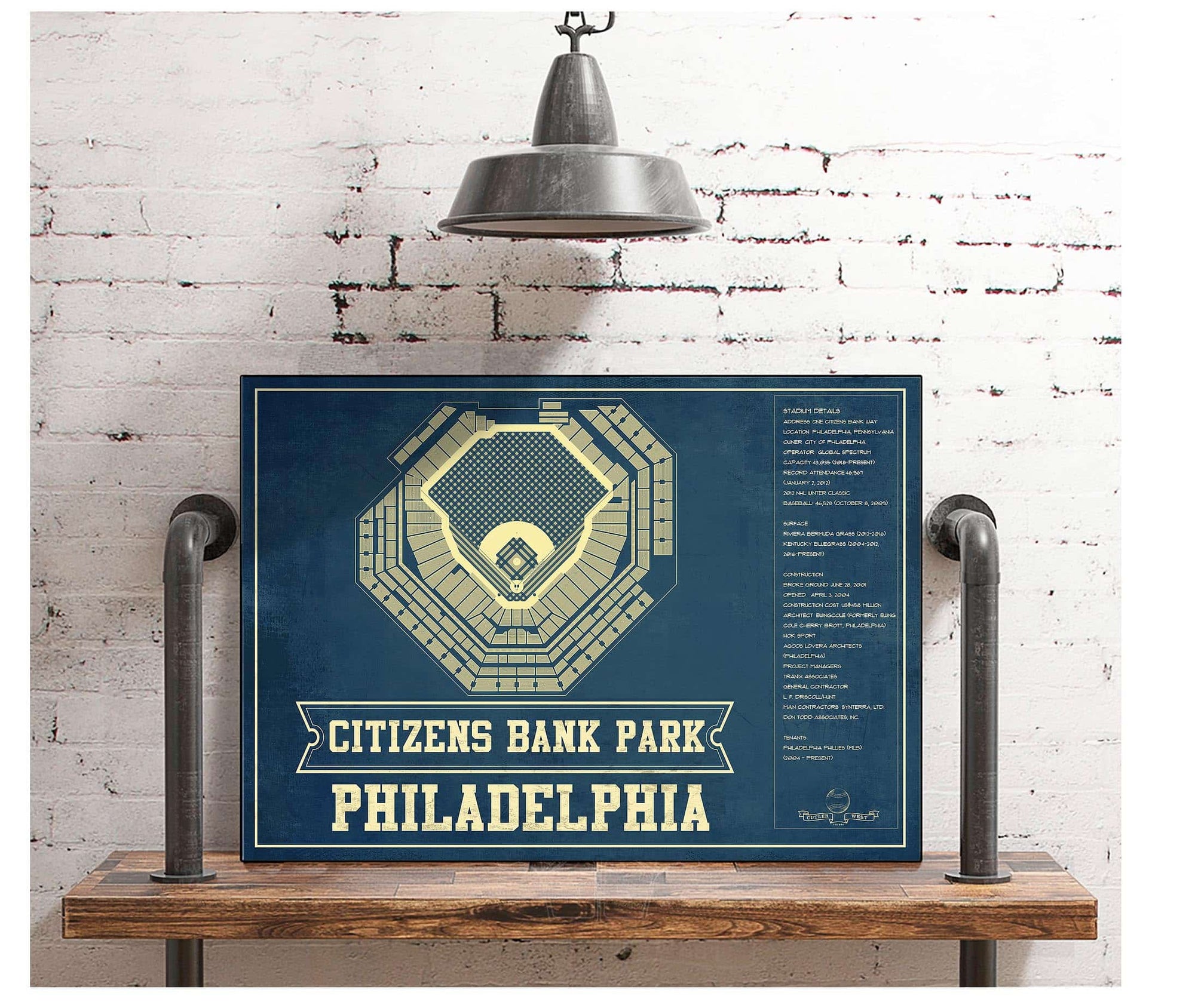 Cutler West Philadelphia Phillies - Citizens Bank Park Vintage Baseball Print
