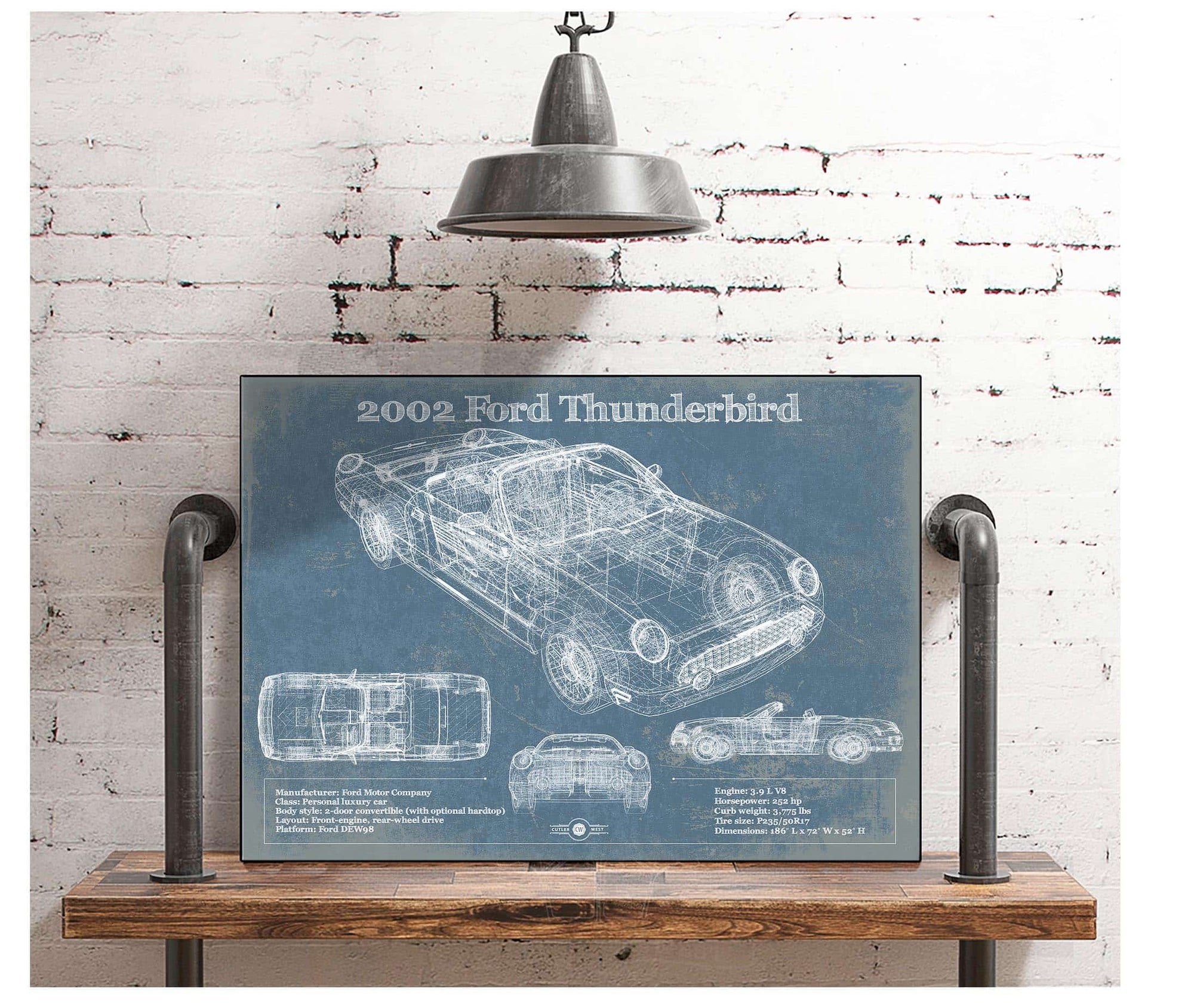 Cutler West 2002 Ford Thunderbird Original Blueprint Art