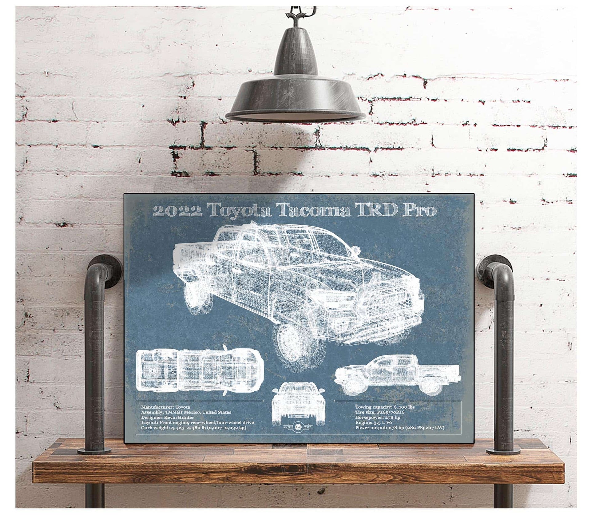 Cutler West 2022 Toyota Tacoma TRD Pro Blueprint Vintage Auto Print