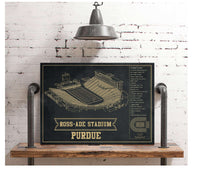 Cutler West Purdue Boilermakers - Ross-Ade Vintage Football Stadium Blueprint Art Print