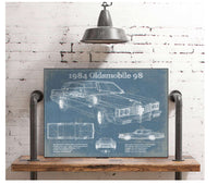 Cutler West 1984 Oldsmobile 98 Vintage Blueprint Auto Print