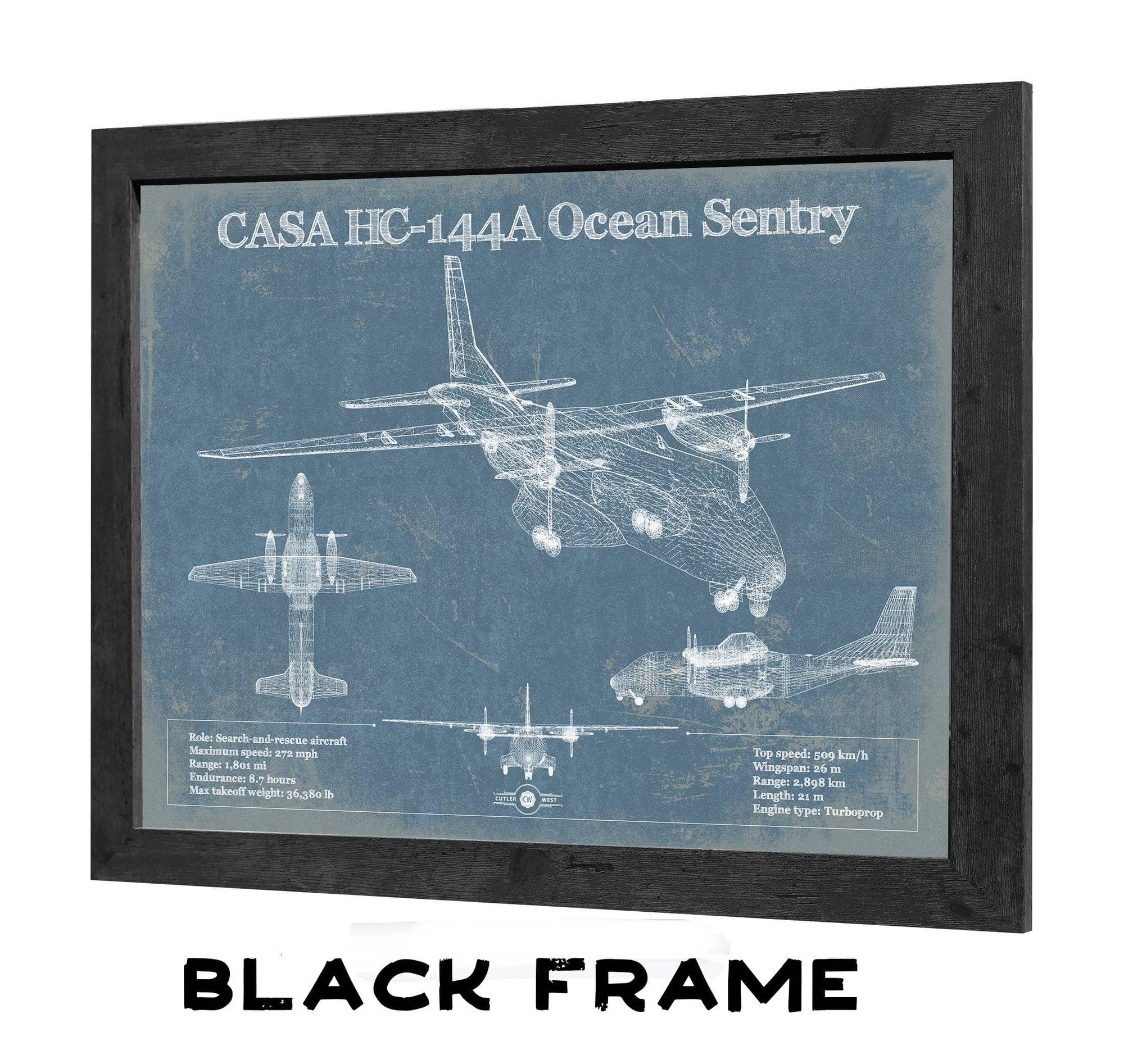 CASA HC-144A Ocean Sentry Vintage Aviation Blueprint Print - Custom Pilot Name Can Be Added