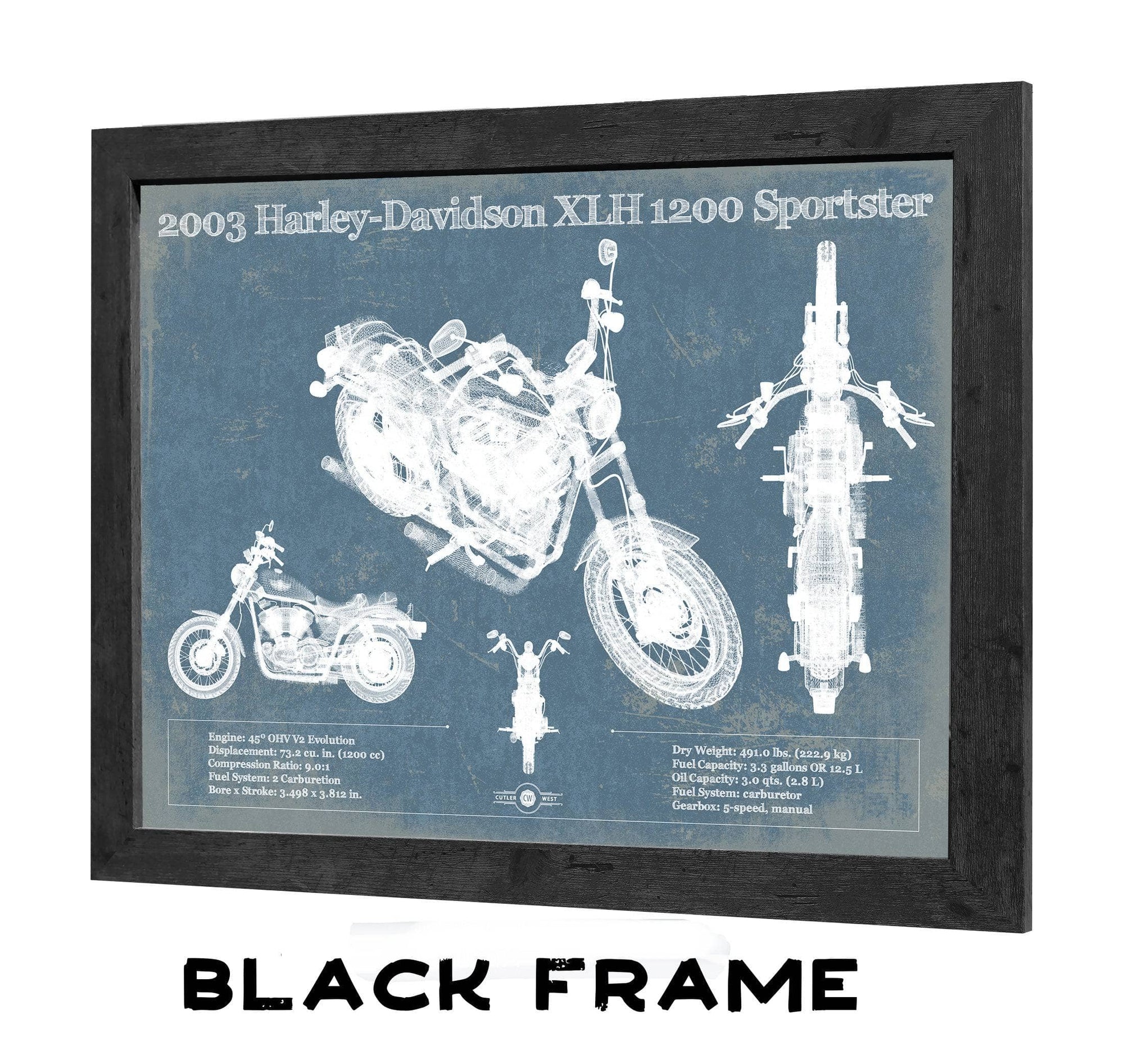 2003 Harley-Davidson XLH 1200 Sportster Blueprint Motorcycle Patent Print