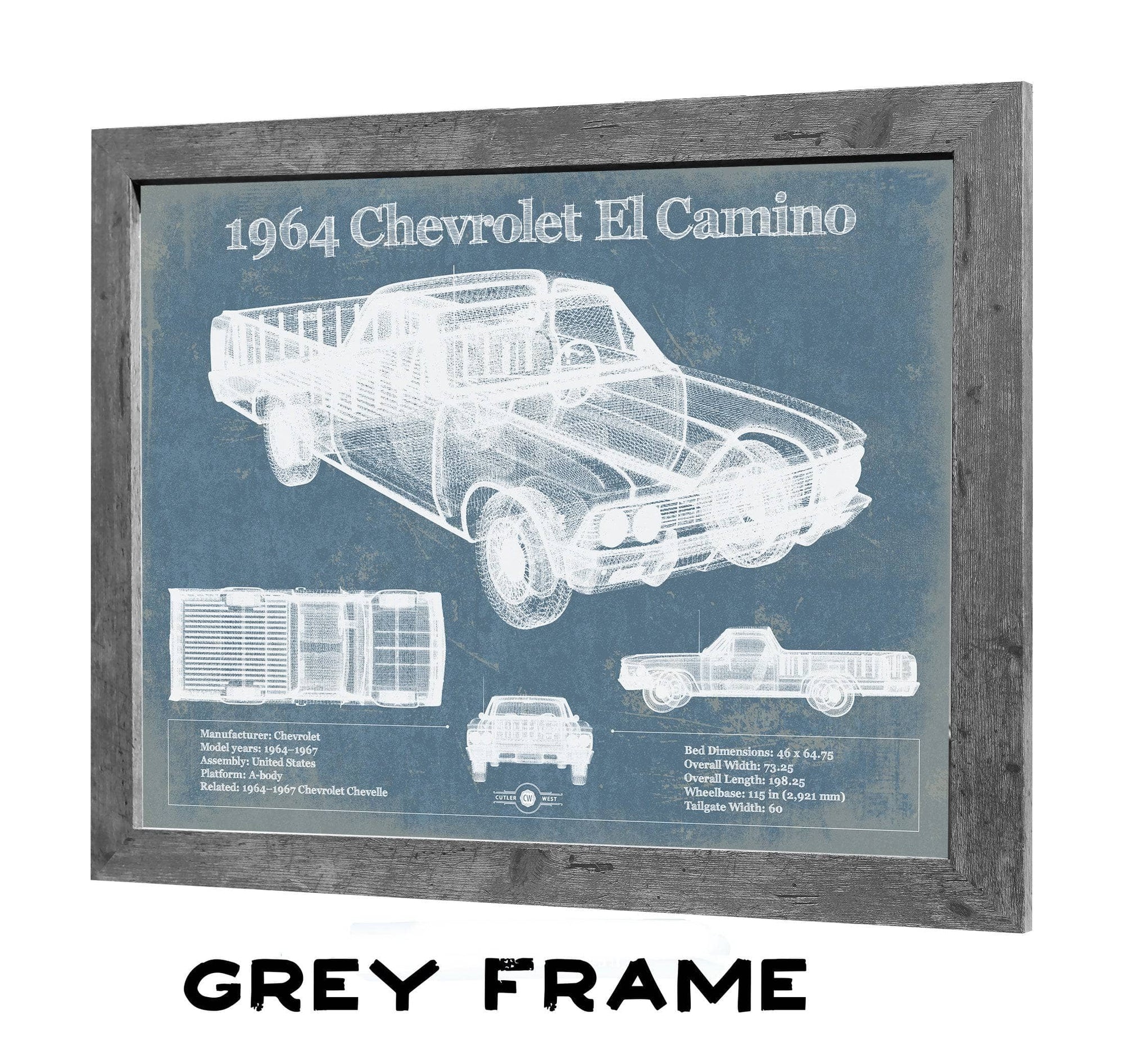 1964 Chevrolet El Camino Vintage Blueprint Auto Print