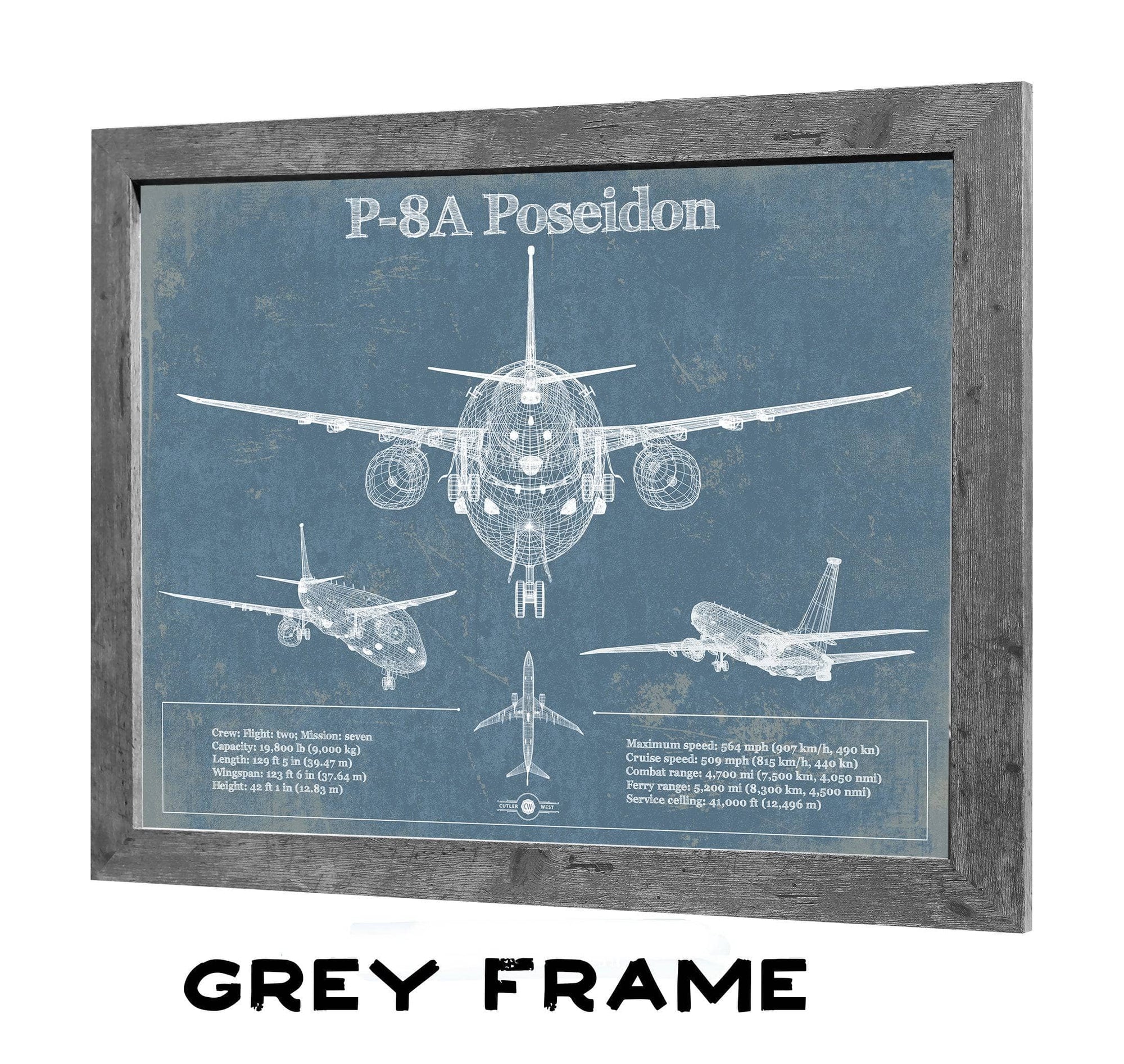 P-8A Poseidon Aircraft Blueprint Original Military Wall Art