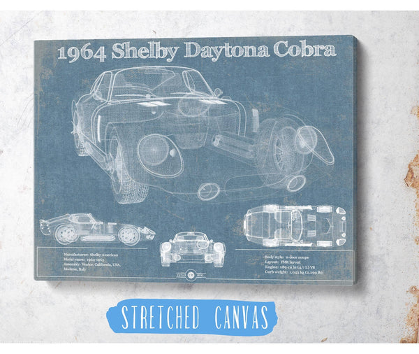 Cutler West 64' Shelby Cobra Daytona Blueprint Vintage Auto Print