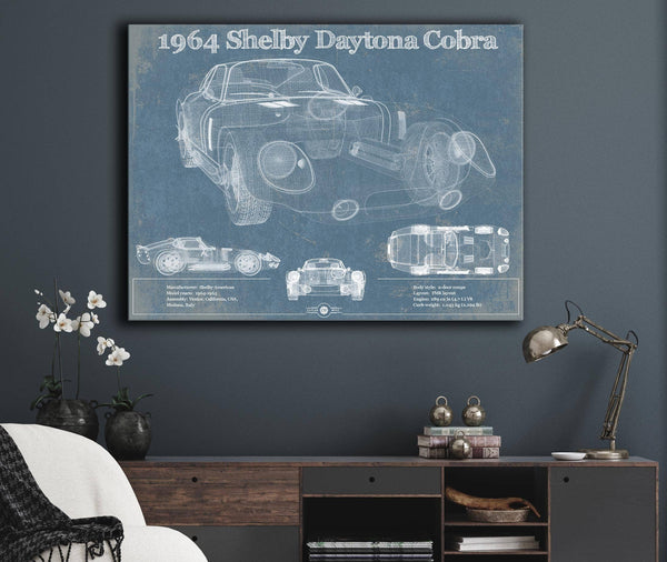 Cutler West 64' Shelby Cobra Daytona Blueprint Vintage Auto Print