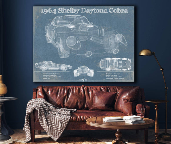 Cutler West 64' Shelby Cobra Daytona Blueprint Vintage Auto Print