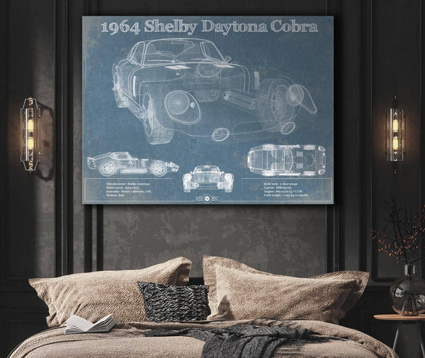 Cutler West 64' Shelby Cobra Daytona Blueprint Vintage Auto Print