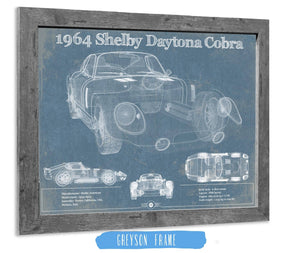 14" x 11" / Greyson Frame Cutler West 64' Shelby Cobra Daytona Blueprint Vintage Auto Print