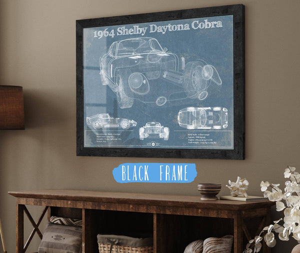 20" x 16" / Black Frame Cutler West 64' Shelby Cobra Daytona Blueprint Vintage Auto Print