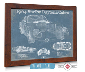 20" x 16" / Walnut Frame Cutler West 64' Shelby Cobra Daytona Blueprint Vintage Auto Print