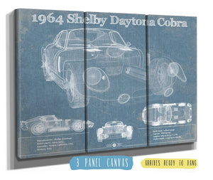 36" x 24" / 3 Panel Canvas Wrap Cutler West 64' Shelby Cobra Daytona Blueprint Vintage Auto Print
