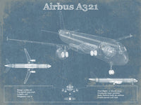 Cutler West Airbus Collection Airbus A321 Vintage Aviation Blueprint Print