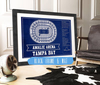 Cutler West 14" x 11" / Black Frame & Mat Tampa Bay Lightning Amalie Arena Seating Chart - Vintage Hockey Print 659984250-TEAM