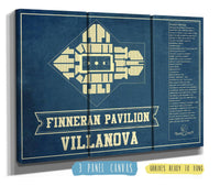 Cutler West Basketball Collection 48" x 32" / 3 Panel Canvas Wrap Villanova Wildcats - Finneran Pavilion Seating Chart - College Basketball Blueprint Art 675916227-48"-x-32"82684