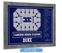 Cutler West Basketball Collection 14" x 11" / Greyson Frame Duke Blue Devils - Cameron Indoor Stadium Seating Chart Team Color - College Basketball Blueprint Art 818516004-TOP_83103