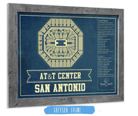 Cutler West Basketball Collection 14" x 11" / Greyson Frame San Antonio Spurs - AT&T Center Vintage Basketball Blueprint NBA Print 661242166_77626